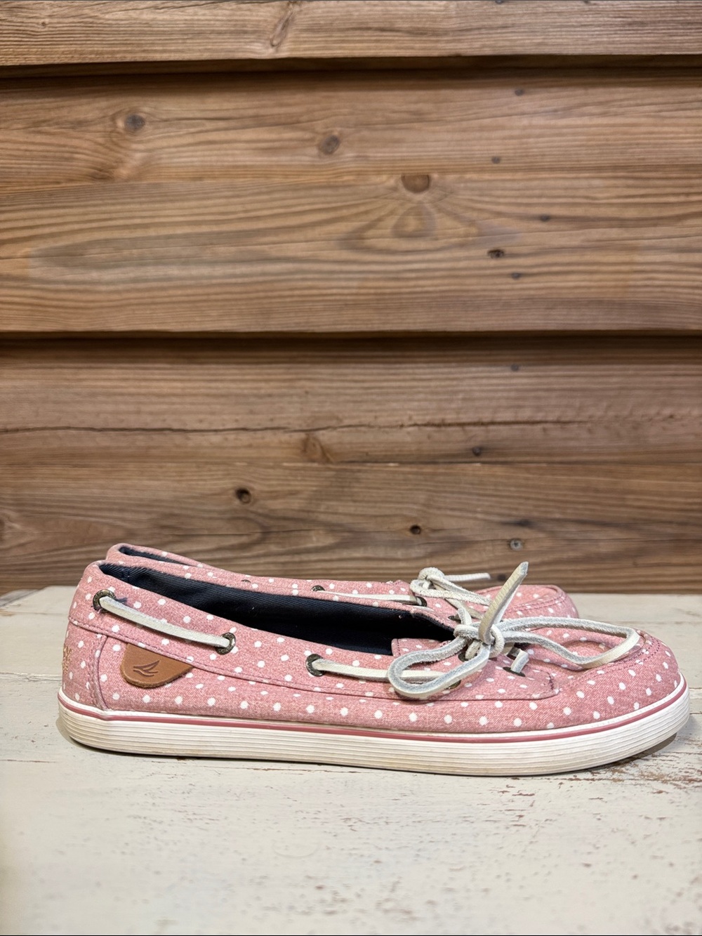 Sperry Pink Polka Dot Canvas Boat Shoes